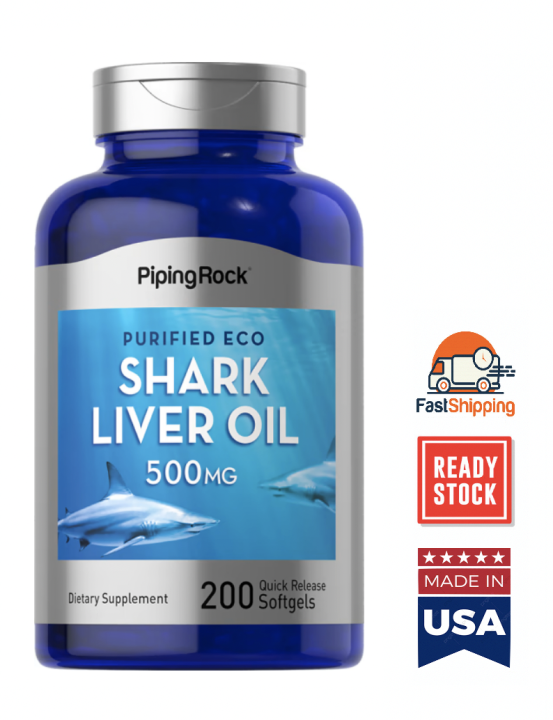 Ready Stocks, Big Bottle 200 Softgels, Purified ECO Shark Liver Oil