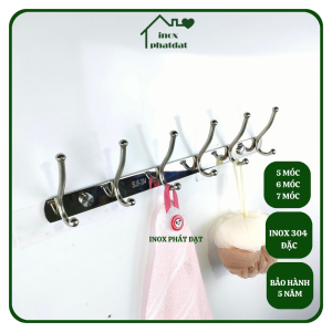 Móc treo đồ nhà tắm Inox 304 đặc PHÁT ĐẠT (5678 móc) không rỉ sét Móc áo inox 2 đầu bi giá treo inox (SP015)
