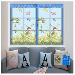 ม่านหน้าต่างกันยุง ม่านกันยุง ขนาด กว้าง100-200 cm. สูง 120 และ 150 cm. มีหลายลายหลายขนาดให้เลือก (ฟรีหมุดกาว+หมุดตอก 1 ชุด)