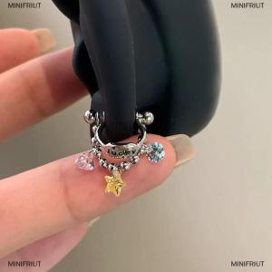 [COD] MINIFRIUT Star Chain Small Zircon Hoop Earrings For Women Stainless Steel Ear Bone Nail Earring New Trendy Body Accessorie