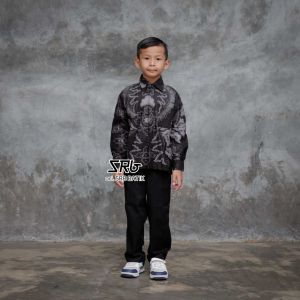 {PROMO HARI INI} Couple sweet || couple batik ayah dan anak cowok BATIK Hitam Bati Hitam Abu Kemeja Batik Dewasa Kemeja batik kids Kemeja Batik anak