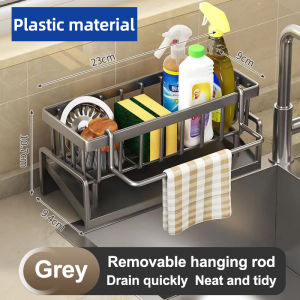 Gbest Carbon steel or Plastic Kitchen Faucet Sink Drain Rack Sponge Dishcloth Drying Rack Holder Dish Drainer Drying Mat Drip Catcher Tray Bathroom Shampoo Soap Storage Shelf Toilet Rak Pinggan Sinki Mangkuk 厨房沥水架 抹布 洗碗布收纳