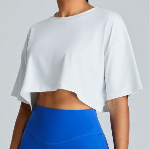 New summer breathable and quick-drying yoga wear for women loose running casual and versatile fitness top sports short-sleeved T-shirt  TM0177-A