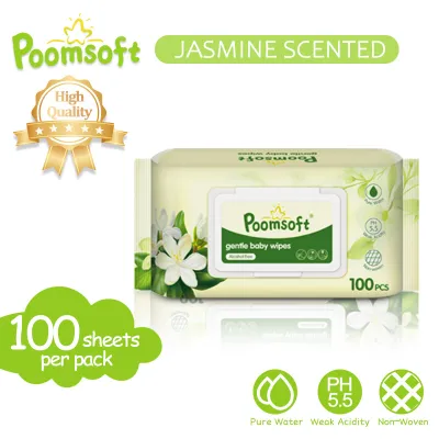 POOMSOFT Non Alcohol Baby Wet Wipes/Jasmine Wet Tissue (100 Pcs/Pack)