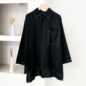 Sherlyn Shirt Oversize Top Atasan Kemeja Wanita Dewasa Fashion Remaja Basic Casual Lengan Panjang Trendy Kekinian Matt Polo Linen Premium