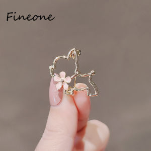 Enamel Flower Brooch Dog Safety Pin For Cloth Cute Animal Jewelry