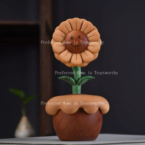 ZZSA You Are My Sunshine. Sunflower Small Wood Carving Ornaments Desktop Decoration 7M5T2