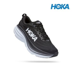 《2024》hoka men bondi 8 wide running shoes - black / white轻便跑鞋