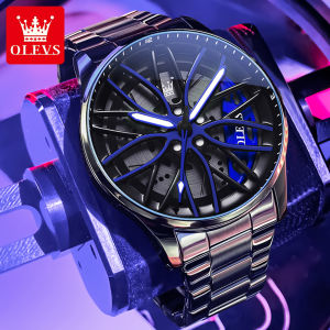 OLEVS Watch For Men 2024 New Fashion Design Waterproof Original Pawnable Cool Rotatable Dial Casual Stainless Steel Luminous