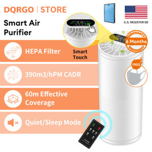 DQRGO [Ready Stock] Air Purifier for Home with LCD Display/Remote Control Household High Efficiency True HEPA Filter Anti-PM2.5 Virus Bacteria Smoke Formaldehyde Removal Dust Purifier Cleaner Sterilizer 99.99% Antibacterial Rate