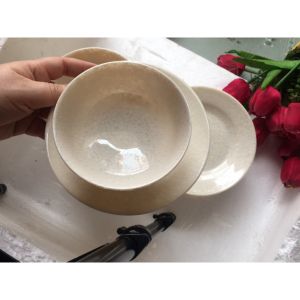 Chén ăn cơm bầu melamine VÂN ĐÁ KEM- CO 02 đường kính 11.2 x 5.4 cm