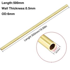 YESMILE 500mm Brass Round Tube Round Hollow Brass Hollow Tube DIY 1mm-10mm Diameter Brass Tube