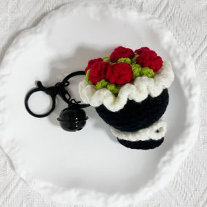 Finished Yarn Bouquet Rose for Valentines Day diy Creative gift keychain sunflower ornament pendant