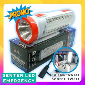 Mitsuyama MS-6032 Lampu Emergency Tahan 24 Jam 3 Mode Cahaya Disertai Senter LED 18 SMD+5Watt+Senter