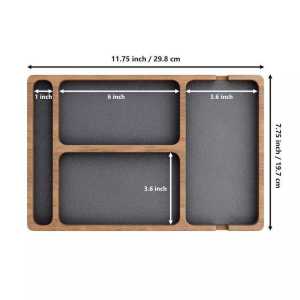 Wood Desk Organizer Tray Solid Wood Divider Compartments Cable Keys Phone Holder Office Table Storage