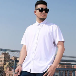 Plus Size Extra XL Menswear Summer Polyester Fiber Solid Color Short Sleeve Big Size Shirt