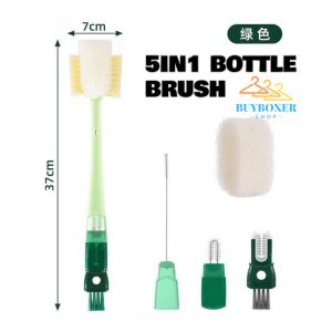 BUY BOXER 1pcs stock no.QQQ，5 In1 Baby Bottle Brush Cleaning Brush Plastic Ball With Long Handle Glass Coffee Mug Brush