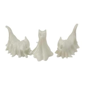 Cartoon Glowing In Dark Ghostly Cats Sculptures Miniature 3 Piece Halloween Home Office Tabletop Decoration Set