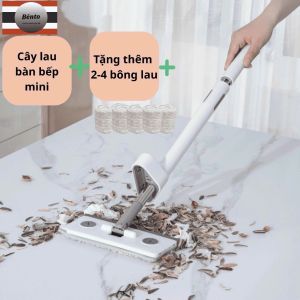 Bentomop -Cây lau tự vắt bàn bếp mini mẫu mới 2025 lớn hơn cao cấp -kèm 2-4 bông lau