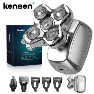 KENSEN Electric Head Shaver for Blad Man Hair Trimmer 5D Floating Head Razor Beard Trimmer 5 in 1 Rechargeable Shave Machine
