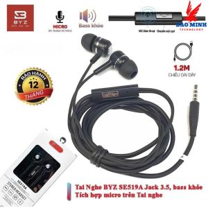 Tai Nghe B.Y.Z S.E519A. Thiết Kế Có Phần Đệm Sili.cion Mềm Dẻo Êm Ái. Âm Thanh Hay Chân Thực