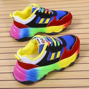 Womens Sneakers Tennis Womens Casual Running Shoes Rainbow Vulcanized Shoes Lace-uos Platform Shoes Comfortable Tenis De Mujer