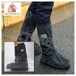 BETTER BUYS 1pair Waterproof High Top Rain Boots Cover - Non-Slip Thickening Foldable Reusable Shoes Cover For Women & Men