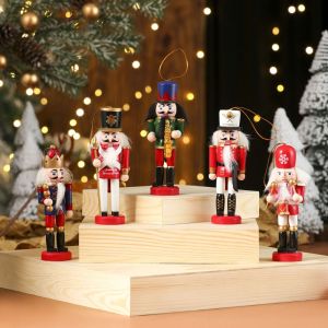 AISHA 3/4/5Pcs Colorful Nutcracker Puppet Figurines Creative Nutcracker Doll Portable Painted Soldier Puppet Pendant New Year Gift