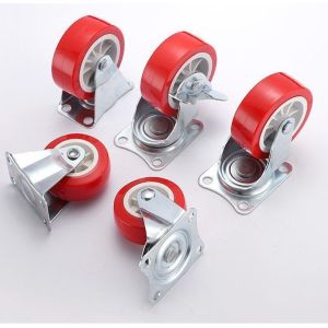 Roda Troli 1.5 inch Hidup Rem Nylon Merah Kastor Etalase Lemari Roda PVC