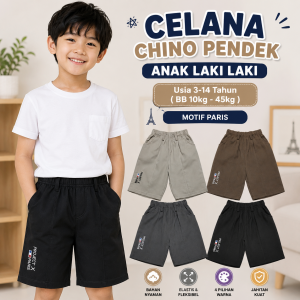 Celana Pendek Chino Anak Laki-Laki Usia 3-14 Tahun