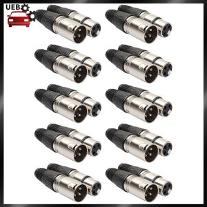 [Ueb Wholesale Mall] 20pcs 3 Pin Plug Connector Socket Panel Mount Chassis 10 Male 10 Female XLR Adapter Zinc Alloy MIC Jack Plug for Mixer Amplifier