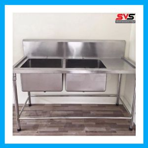 SVS อ่างล้างจานสแตนเลส อ่างล้างจาน 2 หลุม ซิ้งค์ ซิ้งค์ล้างจาน ซิงค์สเตนเลส ขนาด ก70xย150xส80 ซม. สเเตนเลสเกรด 304( SVSสแตนเลส SVS Stainless อ่างล้างจานสแตนเลสSVS ครัวสแตนเลส เครื่องครัวสแตนเลส)