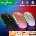 GOOJODOQ Wireless Mouse Rechargeable Bluetooth Mouse for Laptop Rechargeable Mouse Dual Mode 2.4Ghz USB + Bluetooth Mouse For Computer Silent Wireless Mouse LED Backlit. 