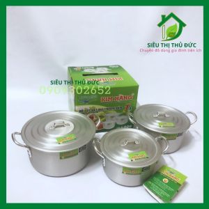 Bộ 3 Nồi Nhôm Xi Bóng Nhỏ Kim Hằng Chính Hãng_T3 Nhỏ (16 18 20Cm)