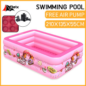 swimming pool for kids 3 layers inflatable pool Rectangular for adult family size Outdoor Thickened Free Electric Air Pump