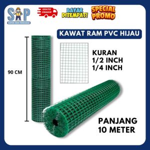Kawat loket pvc hijau 1roll 10meter kawat kandang ayam burung 1/2inch