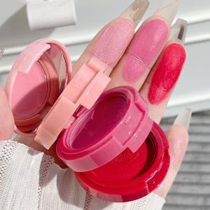 3 In 1 Matte ลิปโคลนครีมปัดแก้มสีแดง Stack พีชบลัชออนดินเหนียววางนู้ดธรรมชาติการคอนทัวร์แก้มทินท์ตลับแต่งหน้าอายแชโดว์