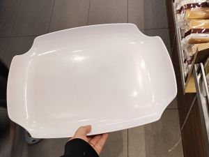Dĩa chữ nhật to / khay / mâm nhựa melamine đựng bánh trưng bày thức ăn màu trắng bóng KH B2-41.0 x 30.0 x 4.0 cm
