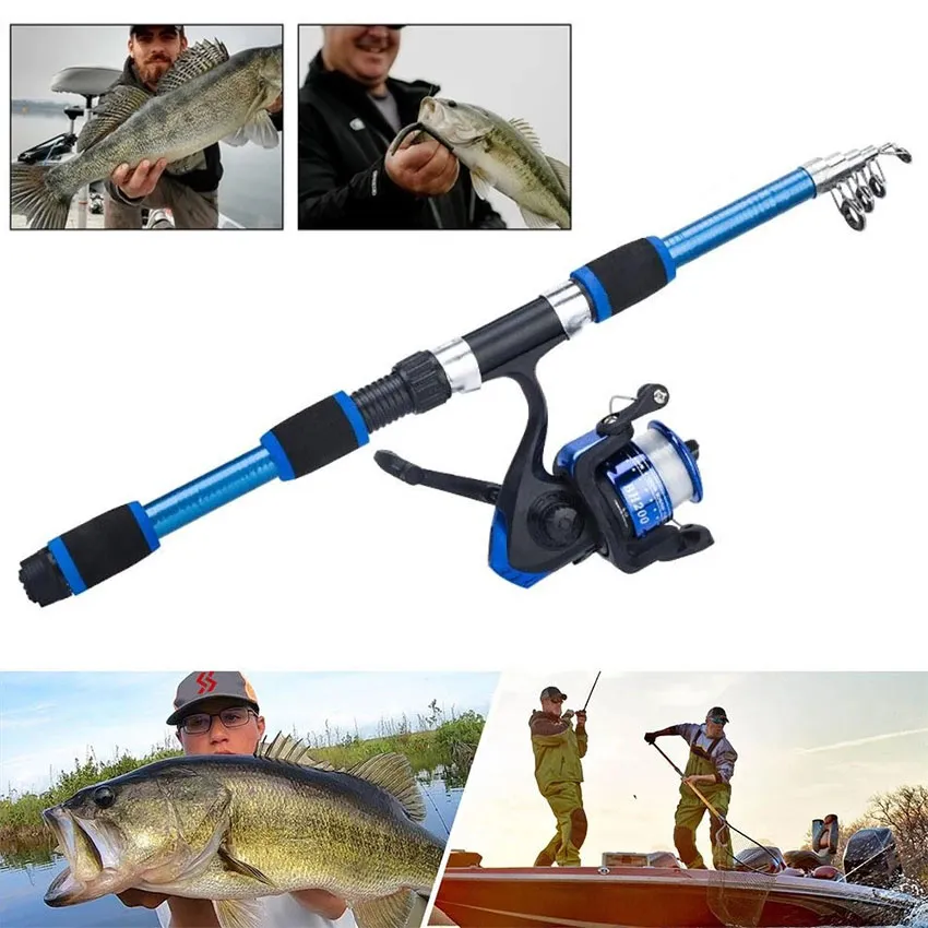 Fast Shipping】 Portable 1.8m Telescopic Fishing Rod 5.5:1 Gear