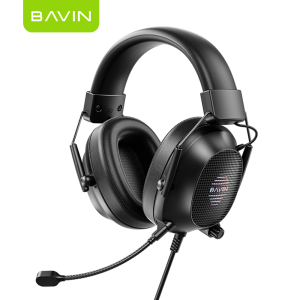 BAVIN BH63 RGB Gaming HI-FI Sound Wired Headphones w/ 7 Color Lighting Retractable Design & Detachable Mic for Computer