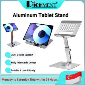 RICHMENT Aluminum Tablet Stand 360°Rotating Base Folding iPad Desk Stand Adjustable Tablet Stand for iPad Air 4/Mini iPad 10.2/9.7 Kindle E-Reader Fire and 4.7"-13.5" Cell Phone & Tablets