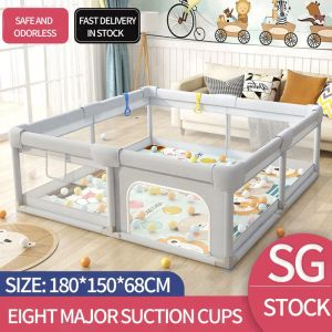 【SG stock】Baby Fence Foldable Multifunctional Indoor Game FenceChildrens Game Safety Fence Grey