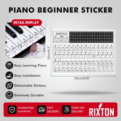 Rixton 88/61/54 Key Piano Beginner Keyboard Stickers - Enhance Your Musical Notation Skills with Numbered Stickers