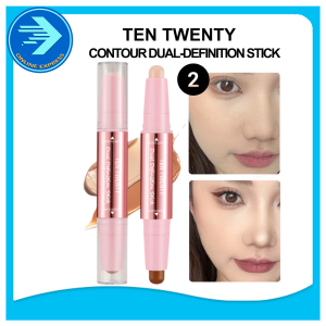 TEN TWENTY 2-in-1 Contour & Highlighter Stick - Dual Definition Bronzer & 3D Nose Shadow for V-Face Definition Long-Lasting Makeup