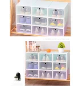 Shoe Box Stackable Plastic Shoe Box Foldable Colorful Shoes Box Organization Storage Kotak Kasut Malaysia