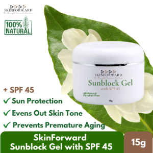 [ BUY 1 TAKE 1 - SPF 45 + MOISTURIZER SUNBLOCK GEL ] SkinForward Face Sunblock Gel Facial Sunscreen with SPF45 Face Sun Block with UV protection Against Sun Damage Moisturizer for Face Anti-Aging Prevents Aging Dark Spots Wrinkles Fine Lines Melasma