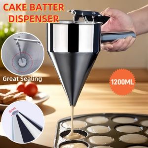 Stainless Steel Batter Funnel With Bracket 1200ML Pancake Batter Dispenser Leaking Cupcake Waffle
