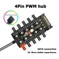 Bộ HUB ROG 10 Cổng Chia Fan 12V 4 Pin Với Nguồn Cấp Điện SATA ( Kèm Dây PWM 40cm ). 
