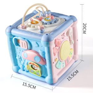 Baby Music Hand Drum Children Shape Match Cognitive Hexahedron Multifunctional Early Education Toys