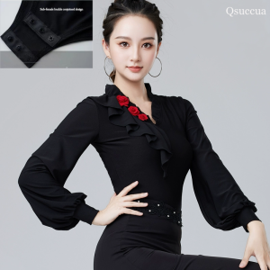 Latin Dance New Top National Standard Dance Social Dance Autumn and Winter Women Adult Modern Dance Practice Dance Top